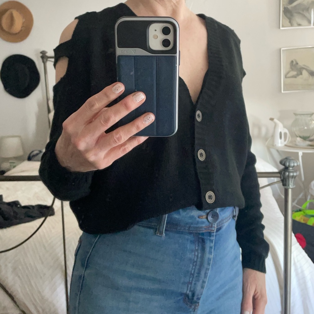 Forever 21 Black Cold Shoulder Cardigan